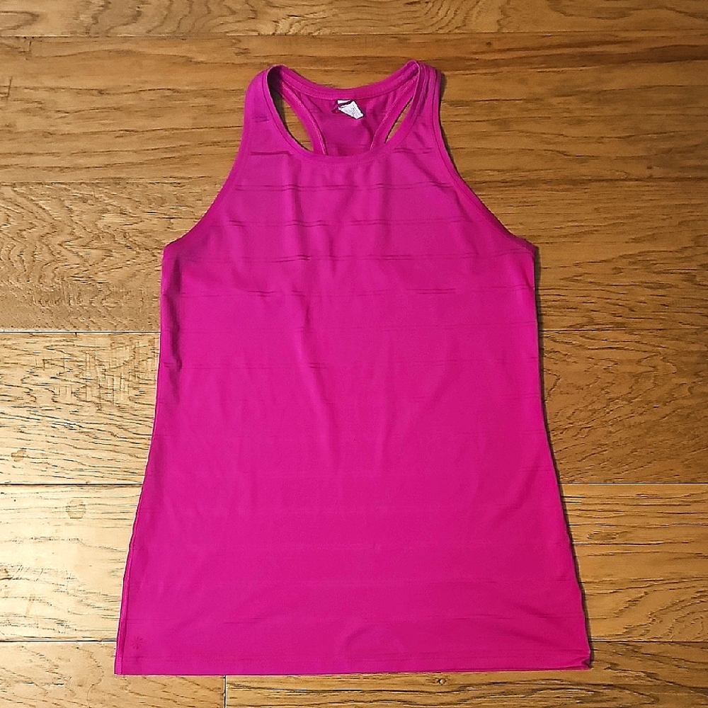 Athleta Pink CYA Racerback Tank Top Size Medium Sheer Stripes Breezy